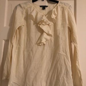 American Living long sleeve ruffle front top